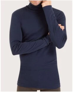 Tee-shirt Col Roulé Eminence 100 % Coton (Marine)