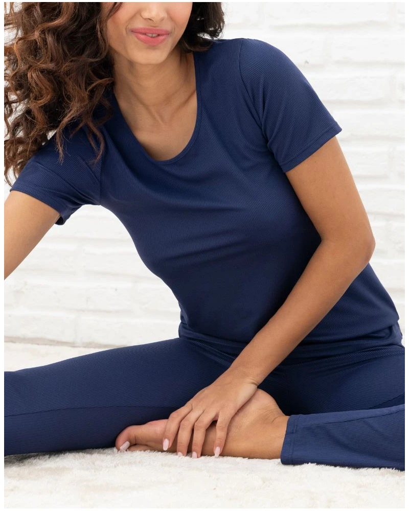 Tee-shirt Manches Courtes Antigel En Mode Yoga (Bleu Yoga) 4 Tee-shirt Manches Courtes Antigel En Mode Yoga (Bleu Yoga) – Image 4