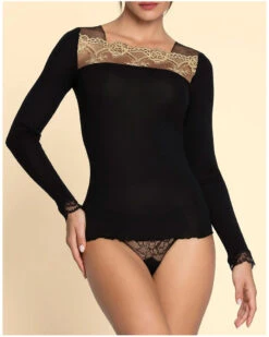 Tee-shirt Manches Longues Laine Et Soie Lise Charmel Sublime En Or (Noir Eclat) -Sloggi Soldes Boutique tee shirt manches longues laine et soie lise charmel sublime en or noir eclat 6