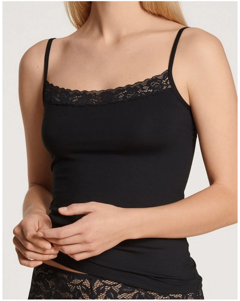 Top à Fines Bretelles Coton Calida Natural Comfort Lace (Noir) 1 Top à Fines Bretelles Coton Calida Natural Comfort Lace (Noir)