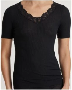 Top Manches Courtes Calida Laine & Soie Joy (Noir)