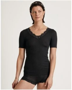 Top Manches Courtes Calida Laine & Soie Joy (Noir) -Sloggi Soldes Boutique top manches courtes calida laine soie joy noir 3