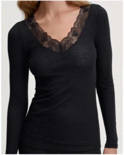 Top Manches Longues Calida Glam Laine & Soie (Noir)