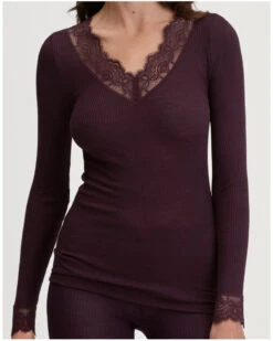 Top Manches Longues Calida Joy Laine & Soie (Black Cherry)