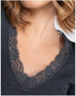 Top Manches Longues Laine Et Soie Oscalito 3404 (Ardoise) -Sloggi Soldes Boutique top manches longues laine et soie oscalito 3404 ardoise 4