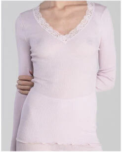 Top Manches Longues Laine Et Soie Oscalito 3404 (Rosewood)